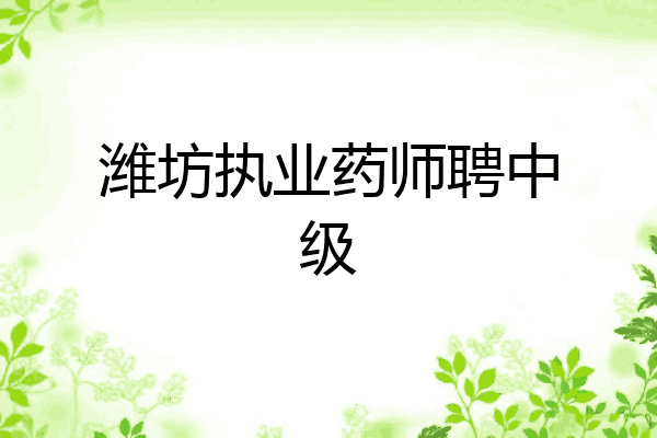 潍坊执业药师聘中级
