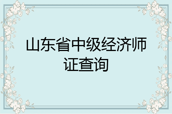 山东省中级经济师证查询