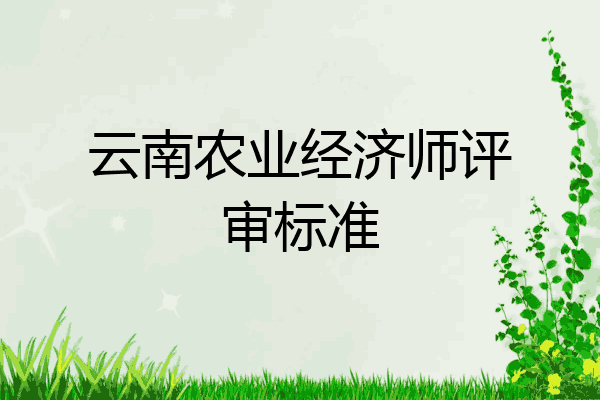 云南农业经济师评审标准