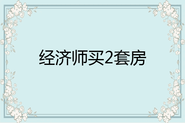 经济师买2套房