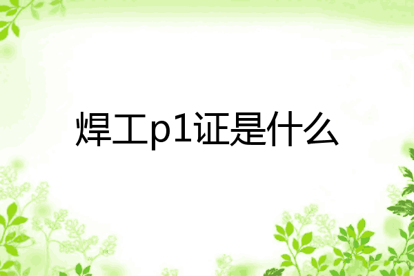 焊工p1证是什么