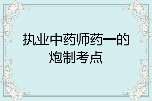 执业中药师药一的炮制考点