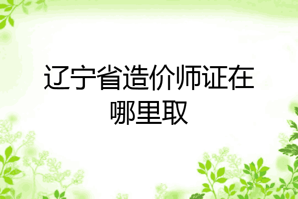 辽宁省造价师证在哪里取