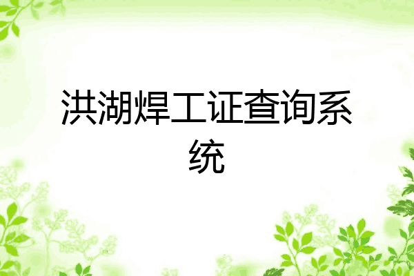 洪湖焊工证查询系统