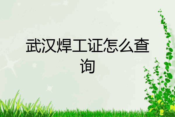 武汉焊工证怎么查询
