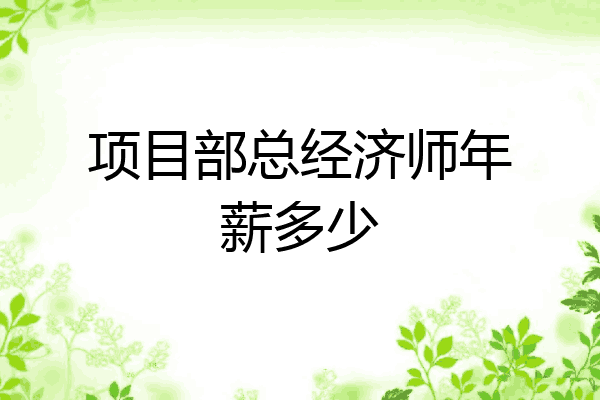 项目部总经济师年薪多少