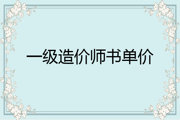 一级造价师书单价