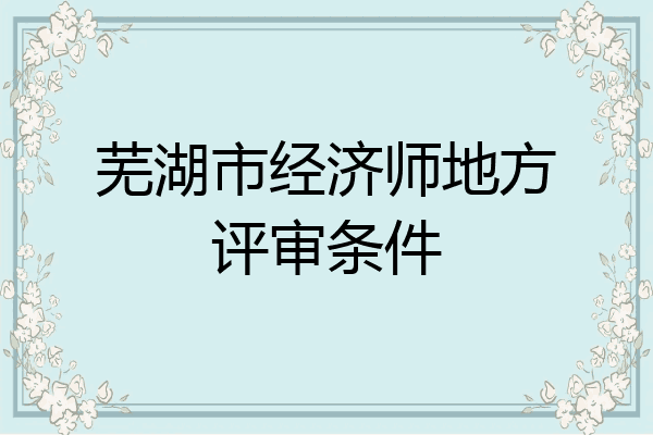 芜湖市经济师地方评审条件