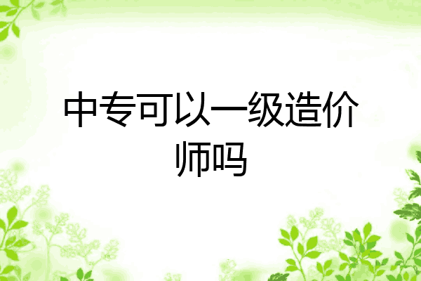 中专可以一级造价师吗