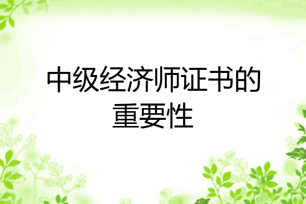 中级经济师证书的重要性