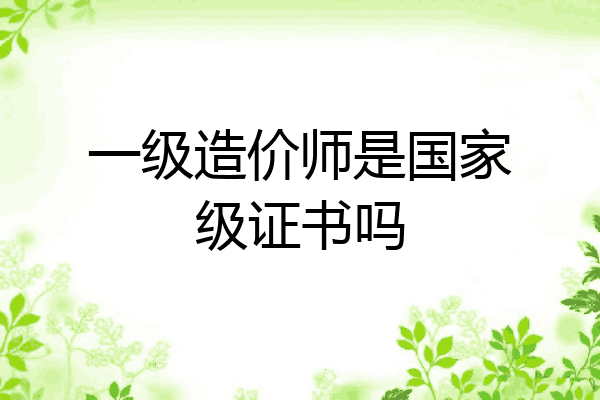 一级造价师是国家级证书吗