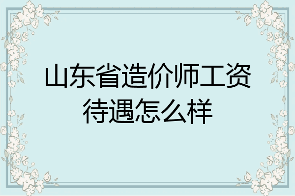 山东省造价师工资待遇怎么样