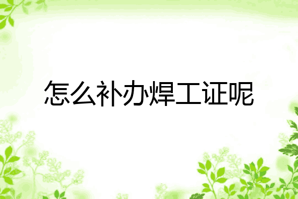 怎么补办焊工证呢