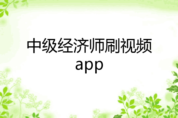 中级经济师刷视频app