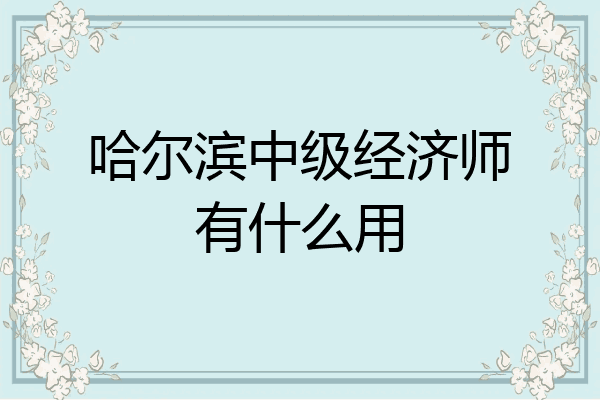 哈尔滨中级经济师有什么用