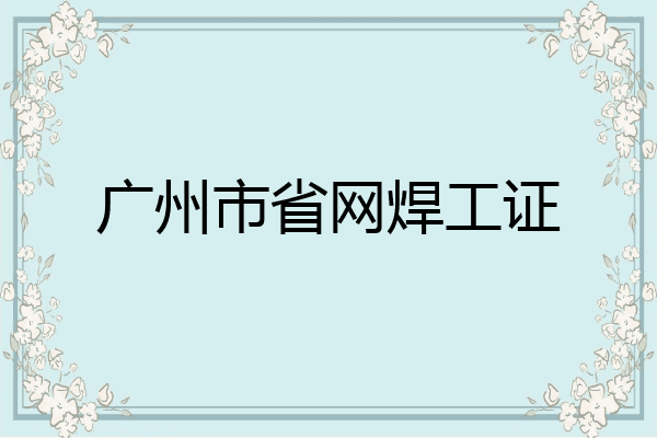 广州市省网焊工证