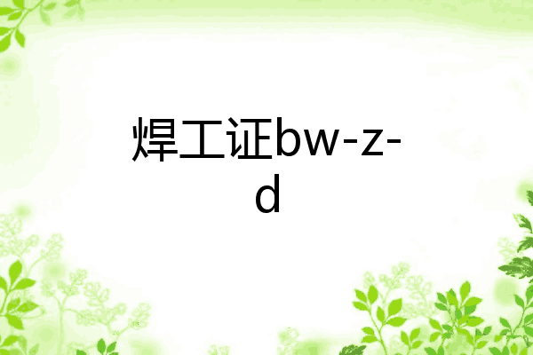 焊工证bw-z-d