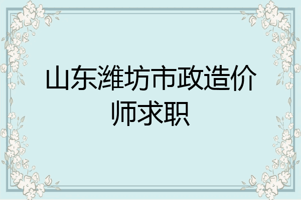 山东潍坊市政造价师求职