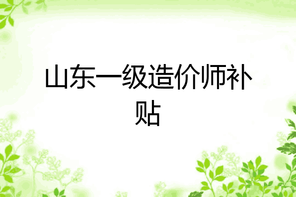 山东一级造价师补贴