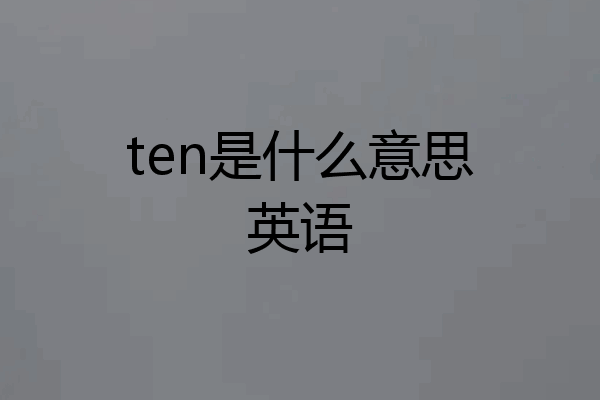 ten是什么意思英语