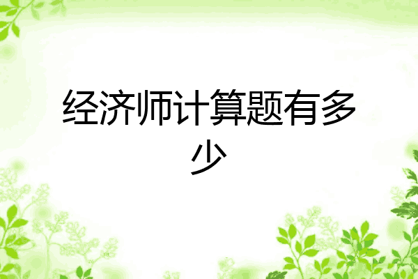 经济师计算题有多少