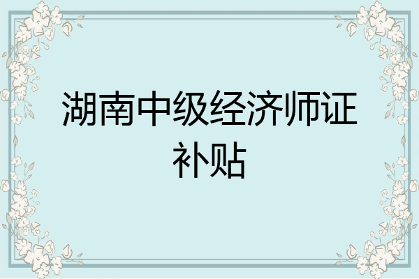 湖南中级经济师证补贴