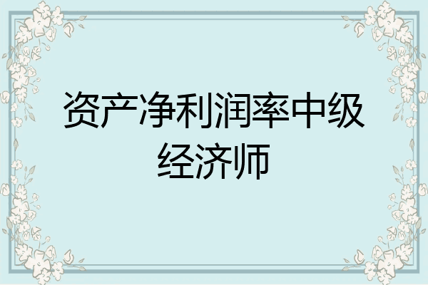 资产净利润率中级经济师