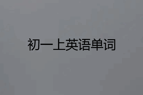 初一上英语单词