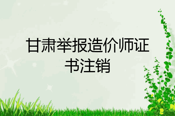 甘肃举报造价师证书注销