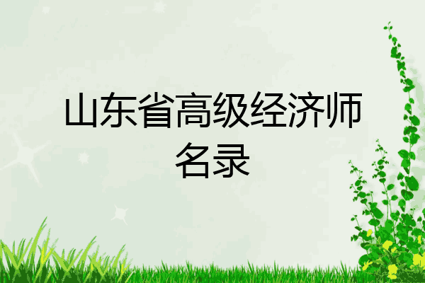 山东省高级经济师名录