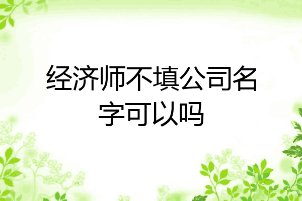 经济师不填公司名字可以吗