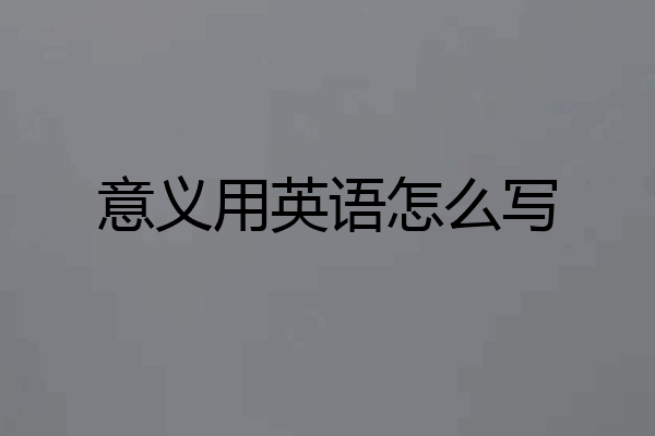 意义用英语怎么写