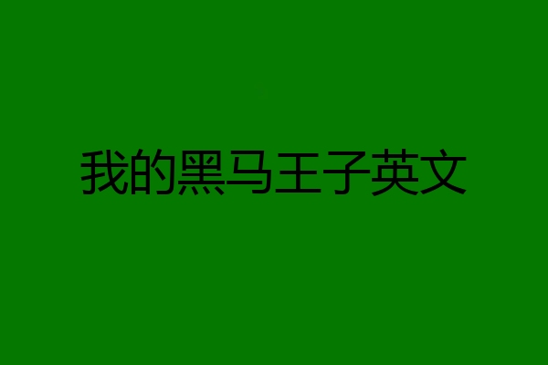 我的黑马王子英文