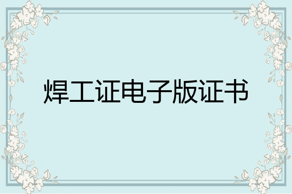 焊工证电子版证书