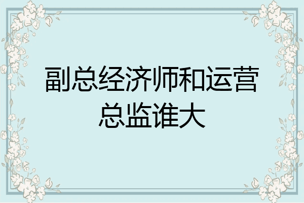 副总经济师和运营总监谁大