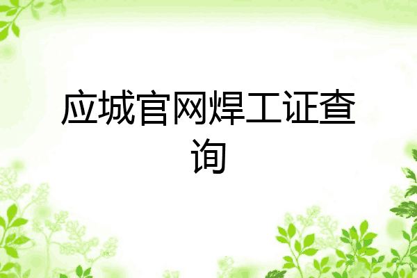 应城官网焊工证查询