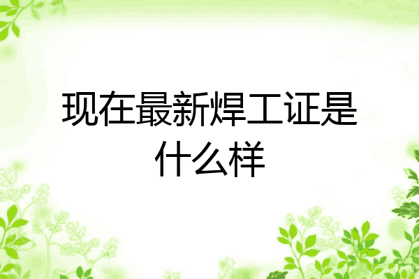 现在最新焊工证是什么样