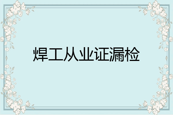 焊工从业证漏检