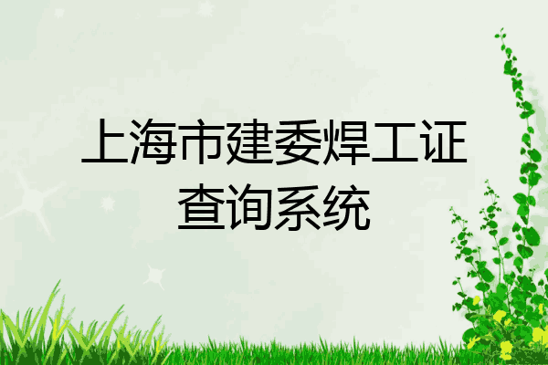 上海市建委焊工证查询系统