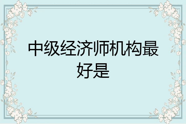 中级经济师机构最好是