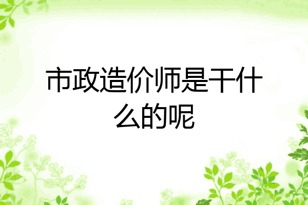 市政造价师是干什么的呢