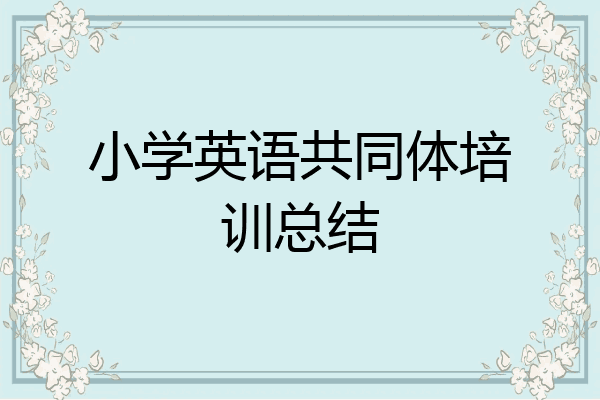 小学英语共同体培训总结
