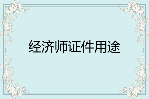 经济师证件用途