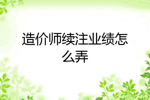 造价师续注业绩怎么弄