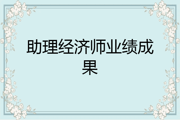 助理经济师业绩成果
