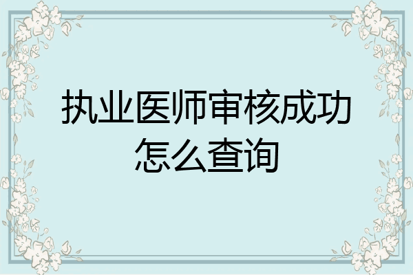 执业医师审核成功怎么查询