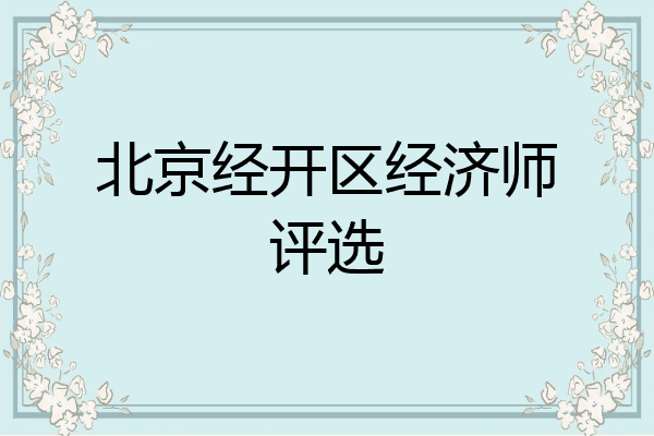 北京经开区经济师评选