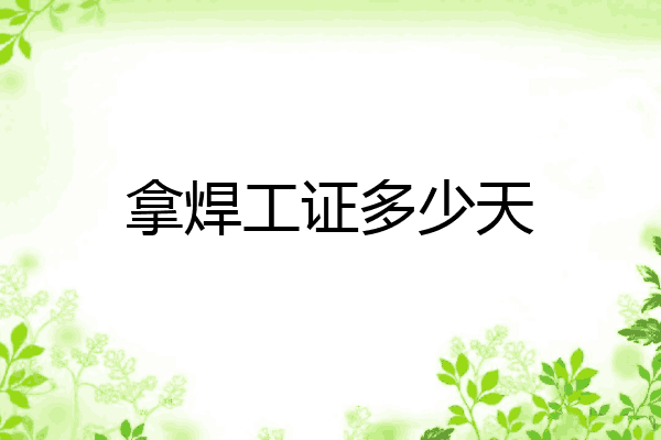 拿焊工证多少天