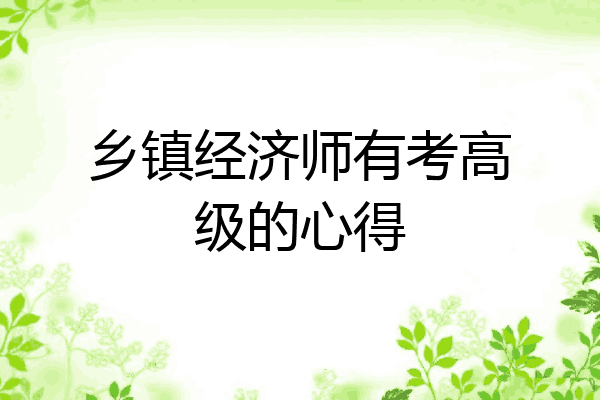 乡镇经济师有考高级的心得