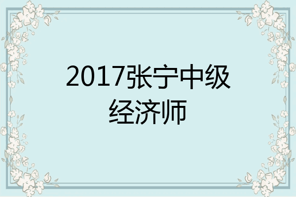 2017张宁中级经济师